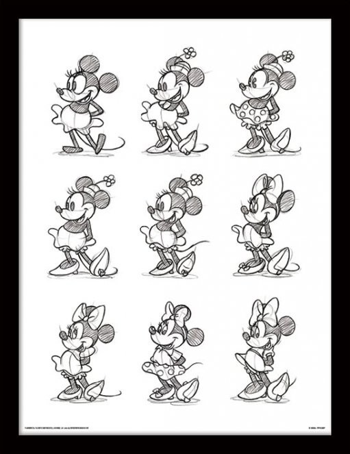 Disney Minnie Mouse Multi Sketch - Framed