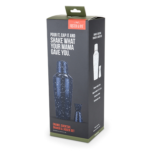 Foster & Rye: Enamel Cocktail Shaker & Jigger Set - Blue image