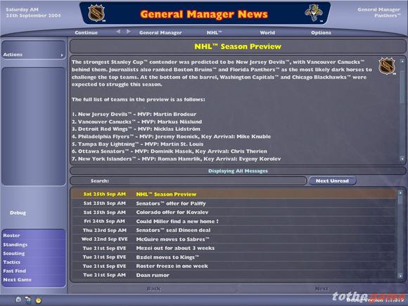 NHL Eastside Hockey Manager 2005 on PC