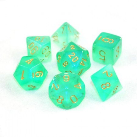 Chessex Signature Polyhedral Dice Set Borealis Green/Gold image