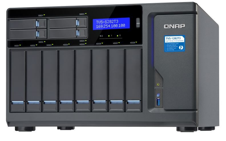 QNAP TVS-1282T3-i7-64G NAS,8+4+2xM.2 SLOT(NO DISK),64GB,I7-7700,THUNDERBOLT3,GbE(4),TWR,2Y image