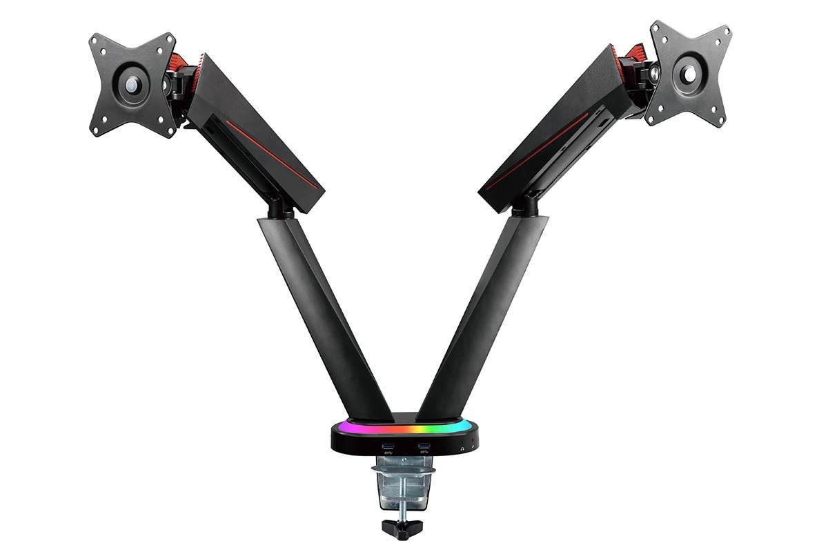 Kogan Dual Full Motion SpringAssisted RGB Gaming Monitor Mount with
