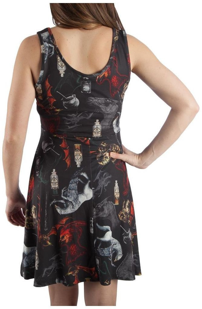 Harry Potter Muliticolor Symbols a Line Dress: L image