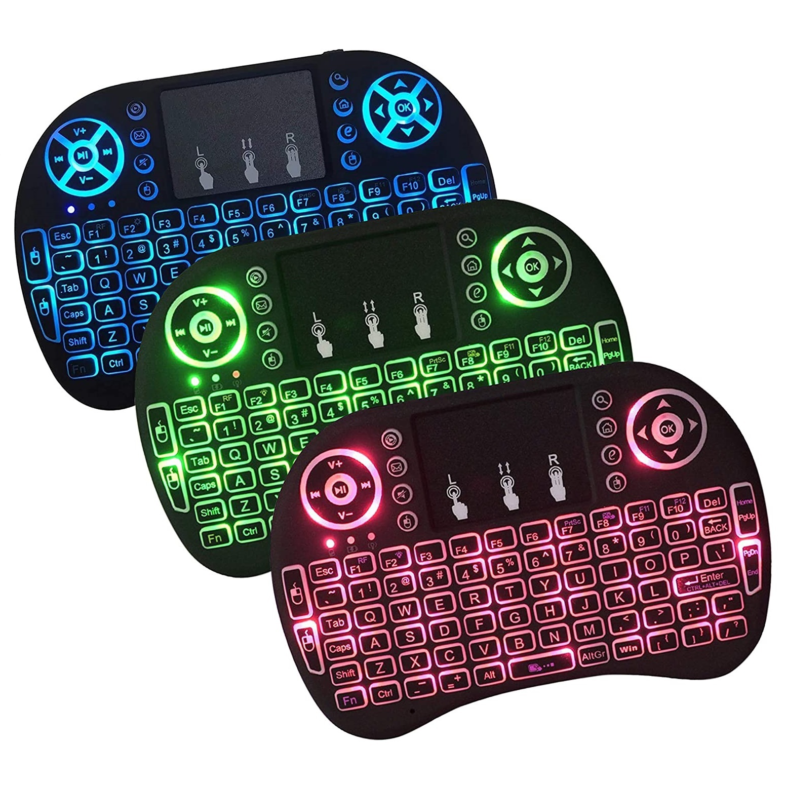 Mini Keyboard Touchpad Mouse with Lights Touchpad and Multimedia Keys for Android TV Box Smart TV Tablet Linux Windows OS image