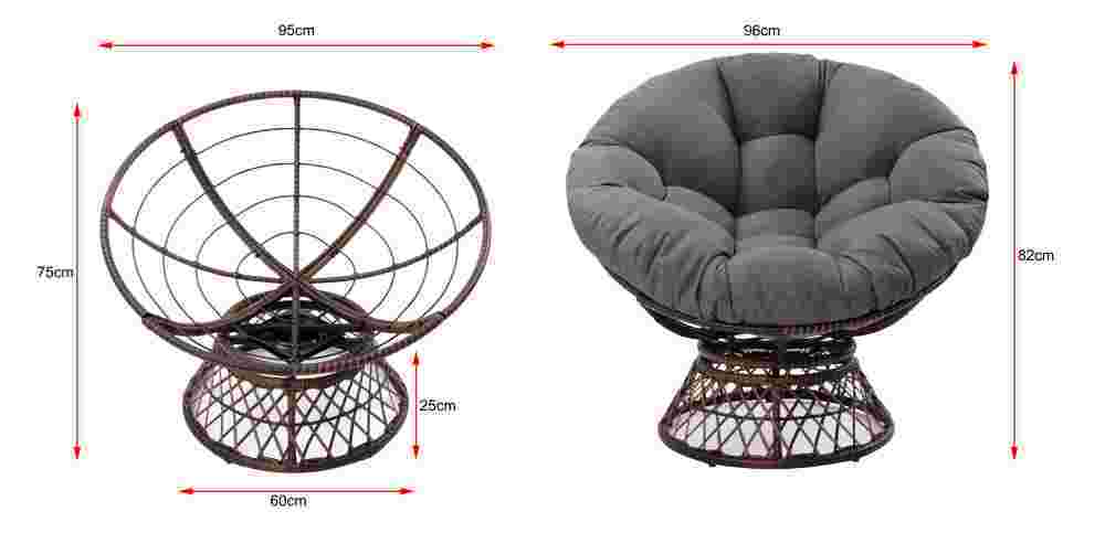 Buy ShangriLa Papasan Swivel Wicker Chair (Grey) at Mighty Ape NZ