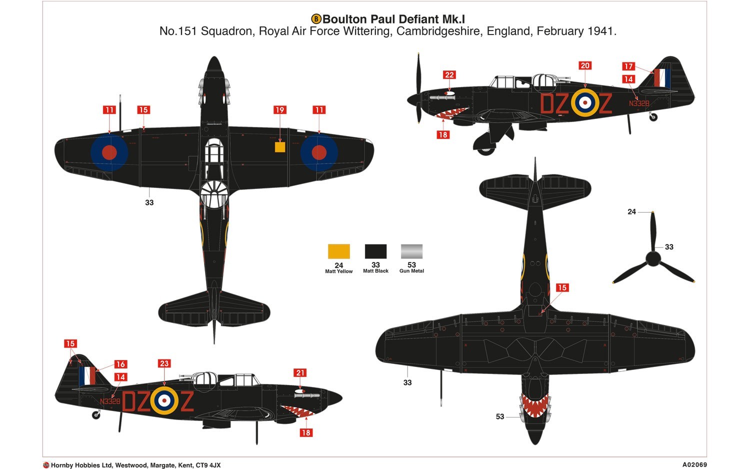 Airfix 1:72 Boulon Paul Defiant MK1 - Model Kit image