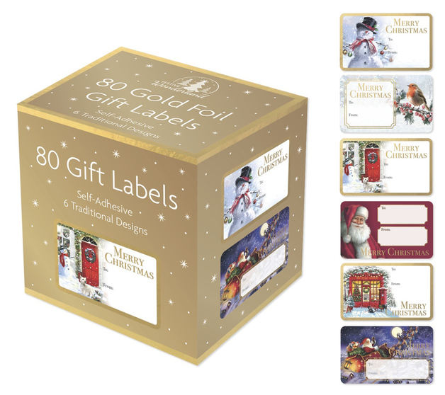 Adhesive Christmas Gift Labels - Gold (Pack of 80)