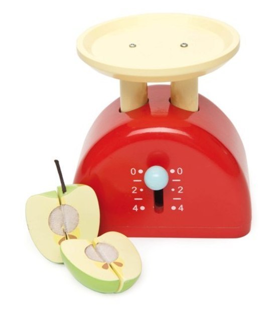 childrens wooden weighing scales