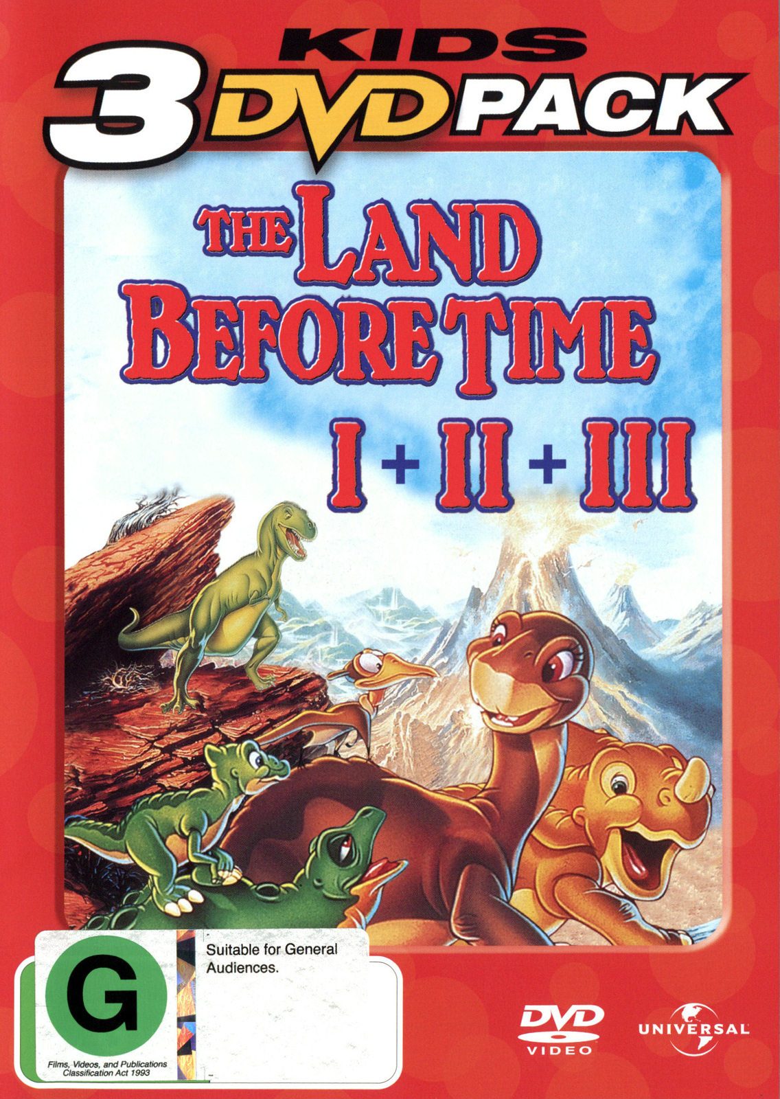 The Land Before Time I + II + III - Kids 3 DVD Pack (3 Disc Set) on DVD image