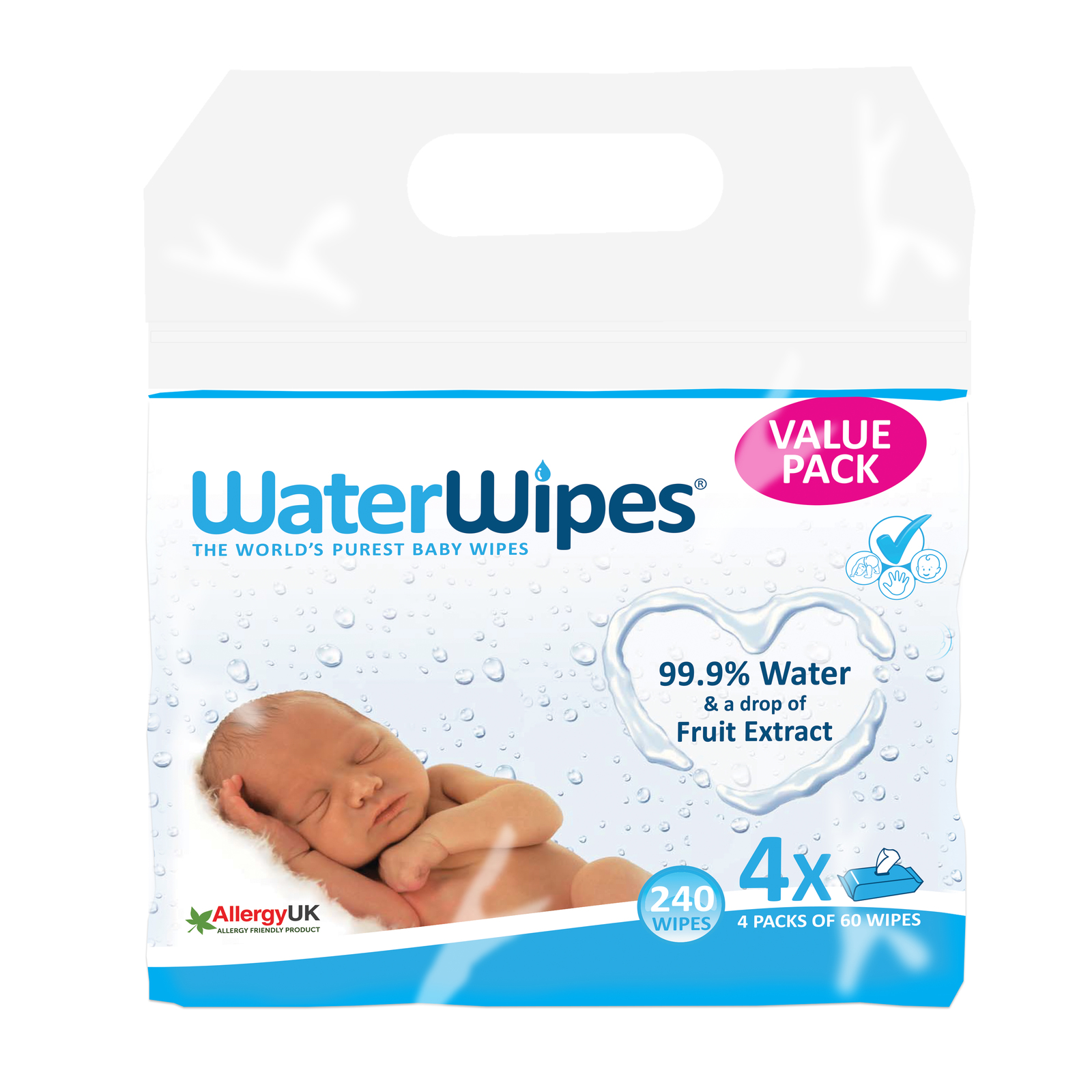 WaterWipes Baby Wipes Value Pack (4 Pack - 240 Wipes)