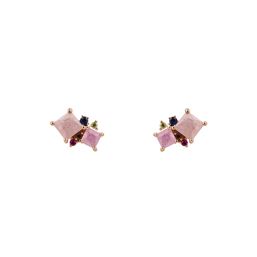 Short Story Earrings Allure - Pink and Purple