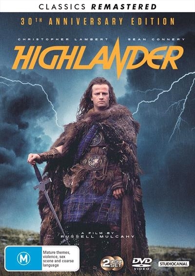 Highlander (30th Anniversary + Remastered) on DVD