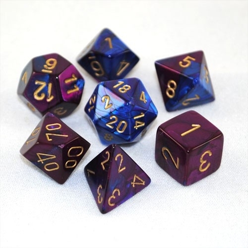 Chessex Gemini Polyhedral Dice Set Blue-Purple/Gold