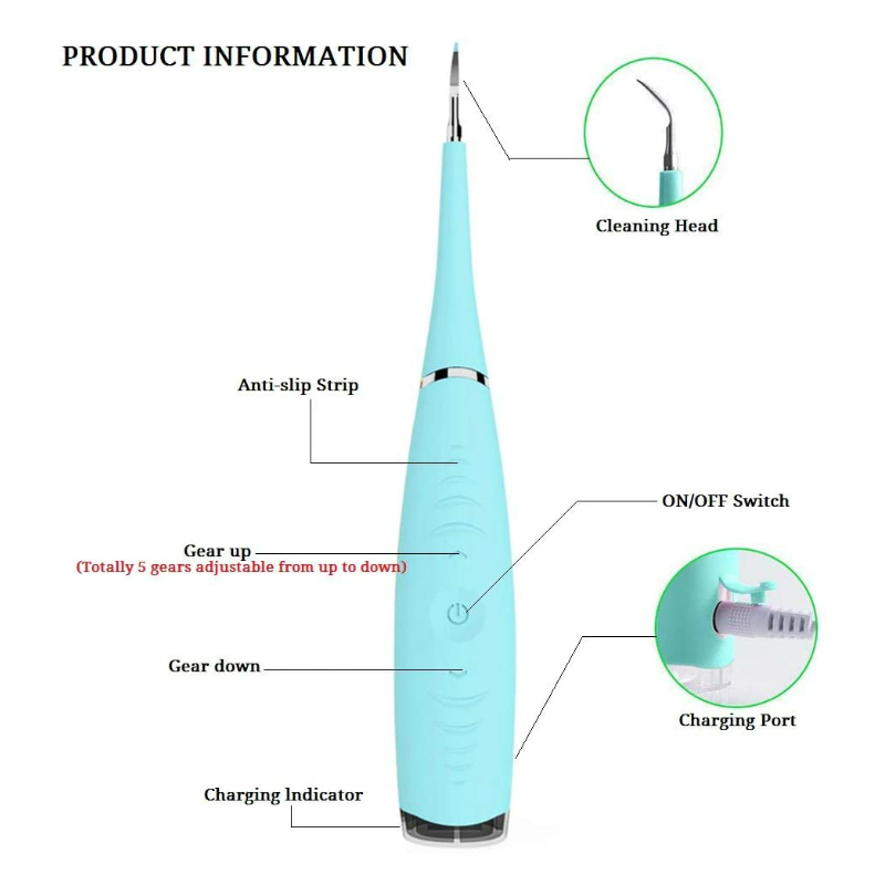 Electric Ultrasonic Dental Scaler - Green