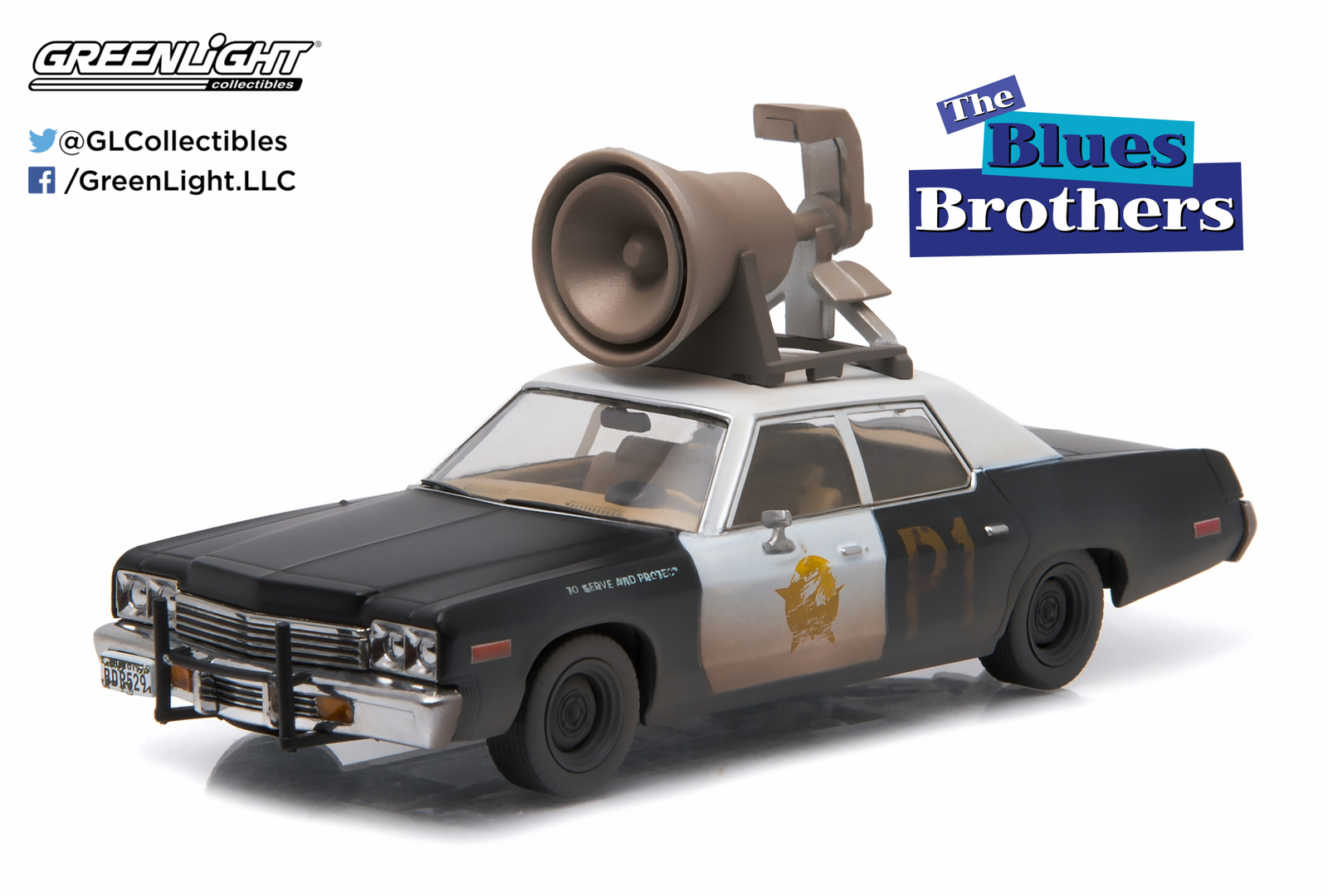 1/43: Dodge Monaco "Bluesmobile" with Roof Horn - Diecast Model image