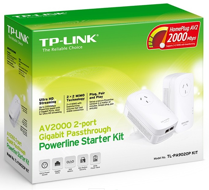 TP-Link AV2000 2-Port Gigabit Passthrough Powerline Starter Kit