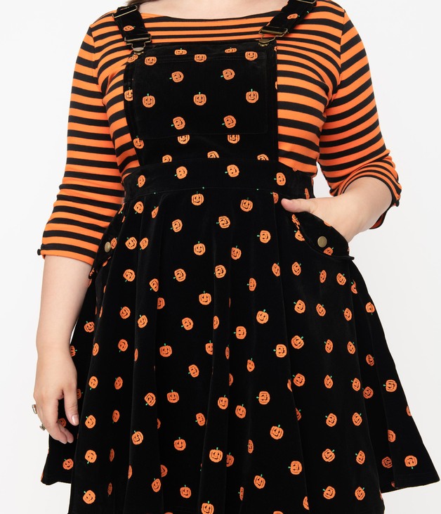 Brionne Pinafore Dress - Black/Pumpkin 