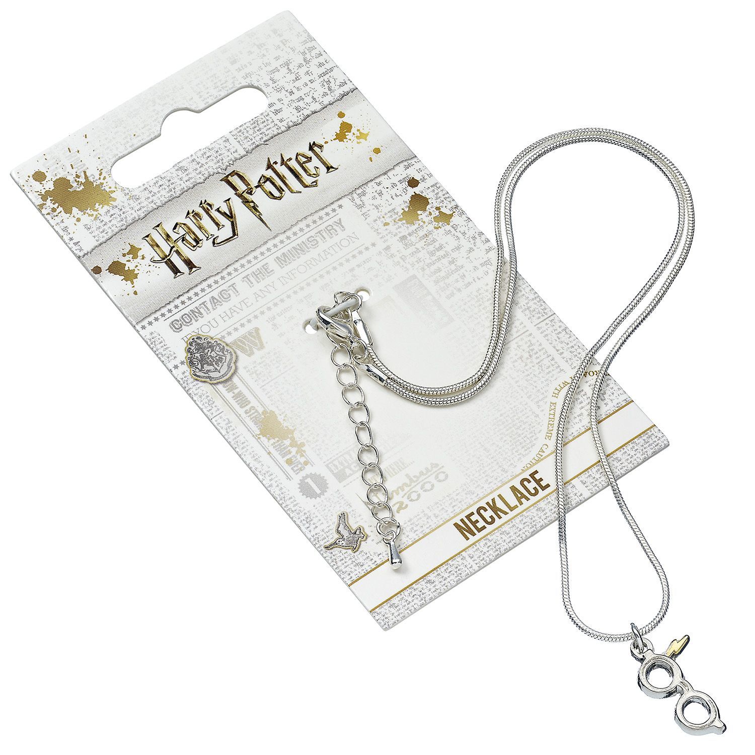 Harry Potter Silver Plated Lightning Bolt with Glasses Necklace image