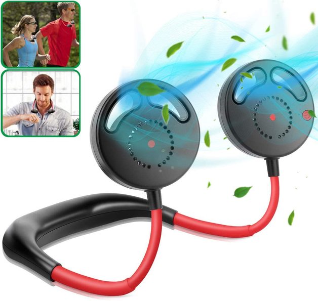Hands-Free USB Rechargeable Hanging Neck Cooling Fan - Red | at Mighty Ape  NZ