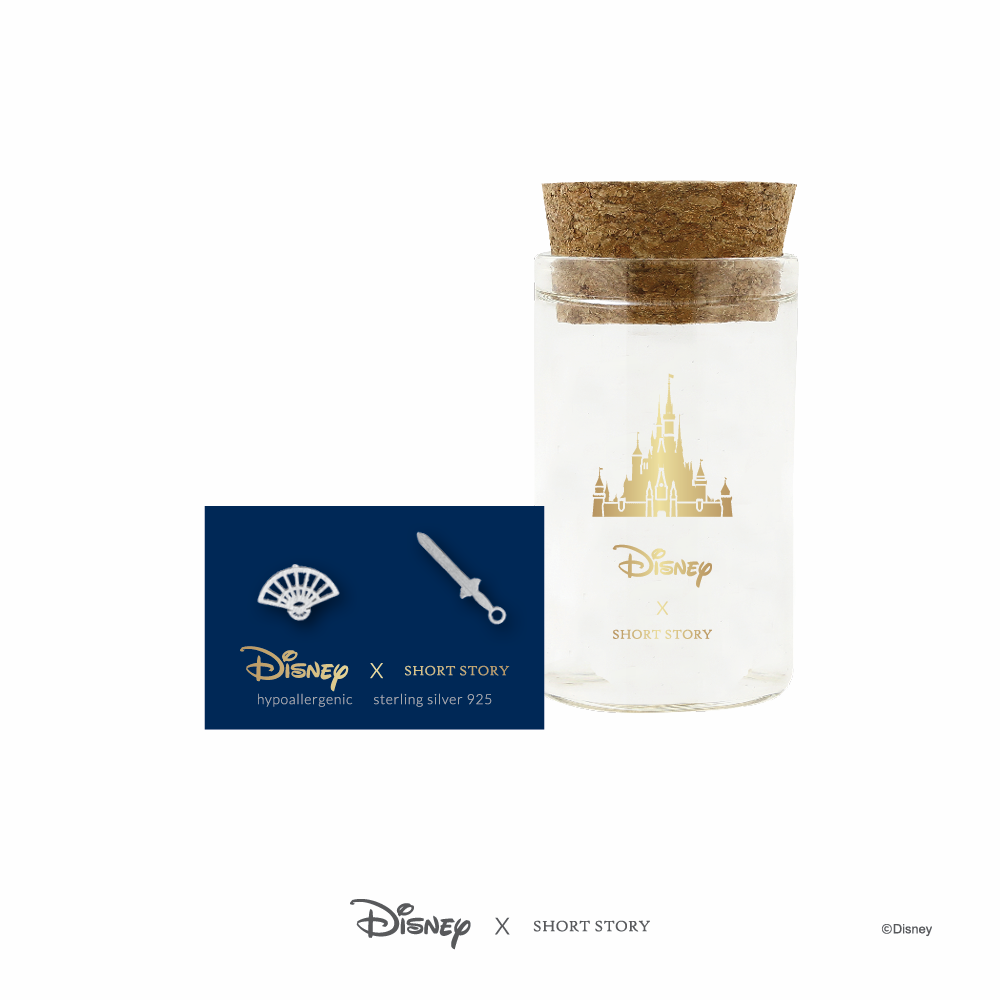 Short Story: Disney Earring Mulan Fan and Sword - Silver image