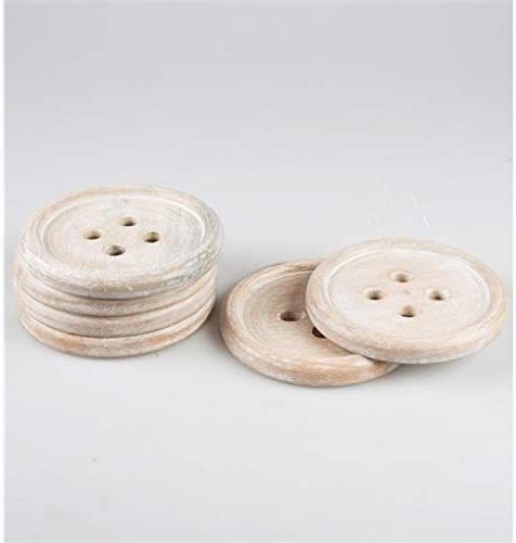 Wooden Button Coaster Set (6 pc) image