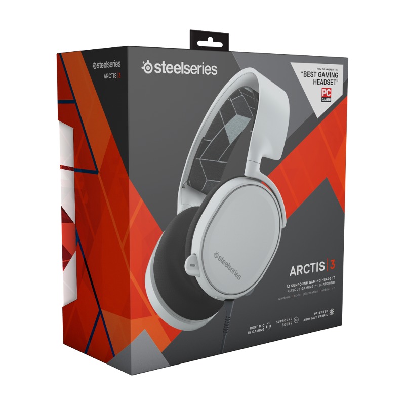 SteelSeries Arctis 3 Wired Gaming Headset (White) on Switch, PC, PS4, Xbox One