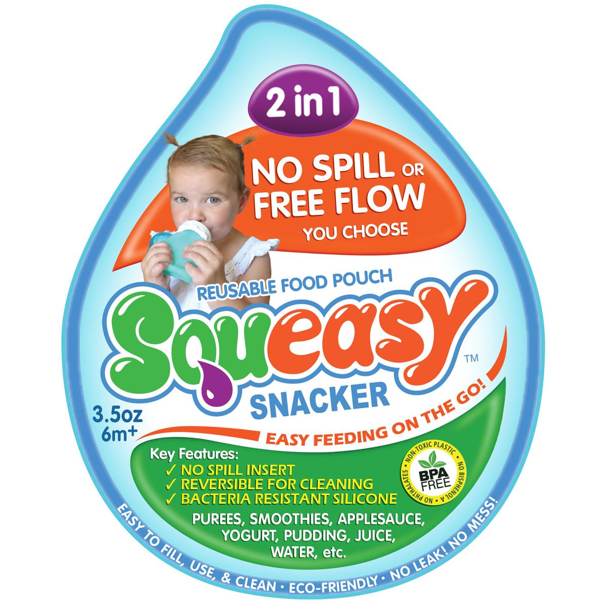 Squeasy Gear Snacker - Aqua Blue (180ml)