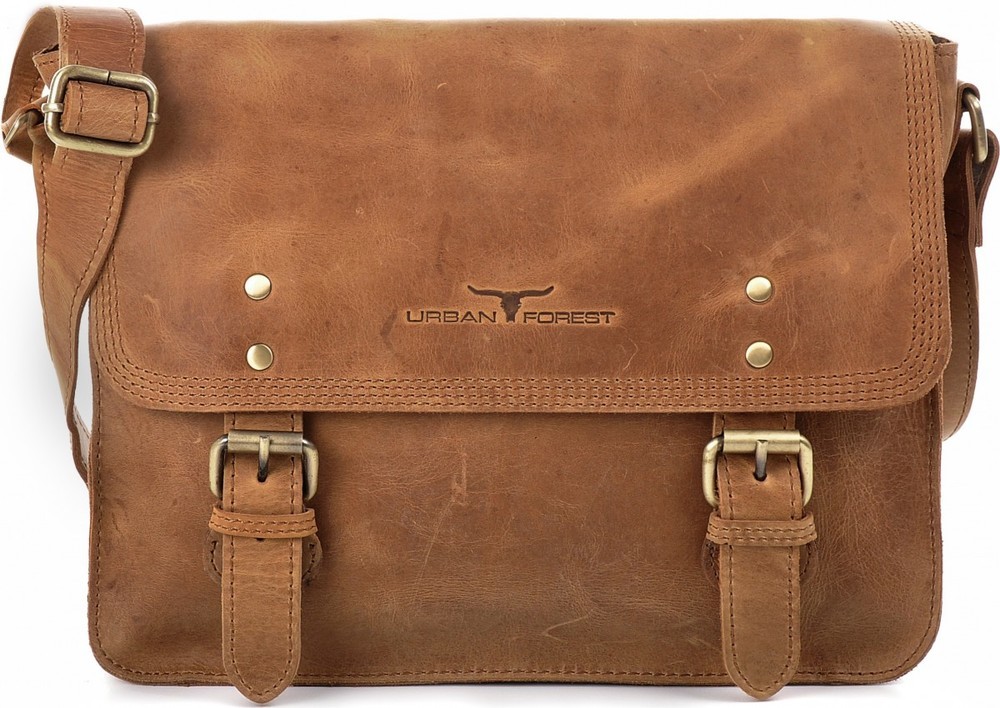 Urban Forest: Apache Small Leather Satchel Bag - Cognac image
