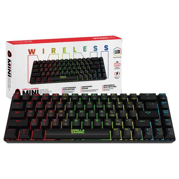 Gorilla Gaming Mini Wireless Mechanical Keyboard Black PC In