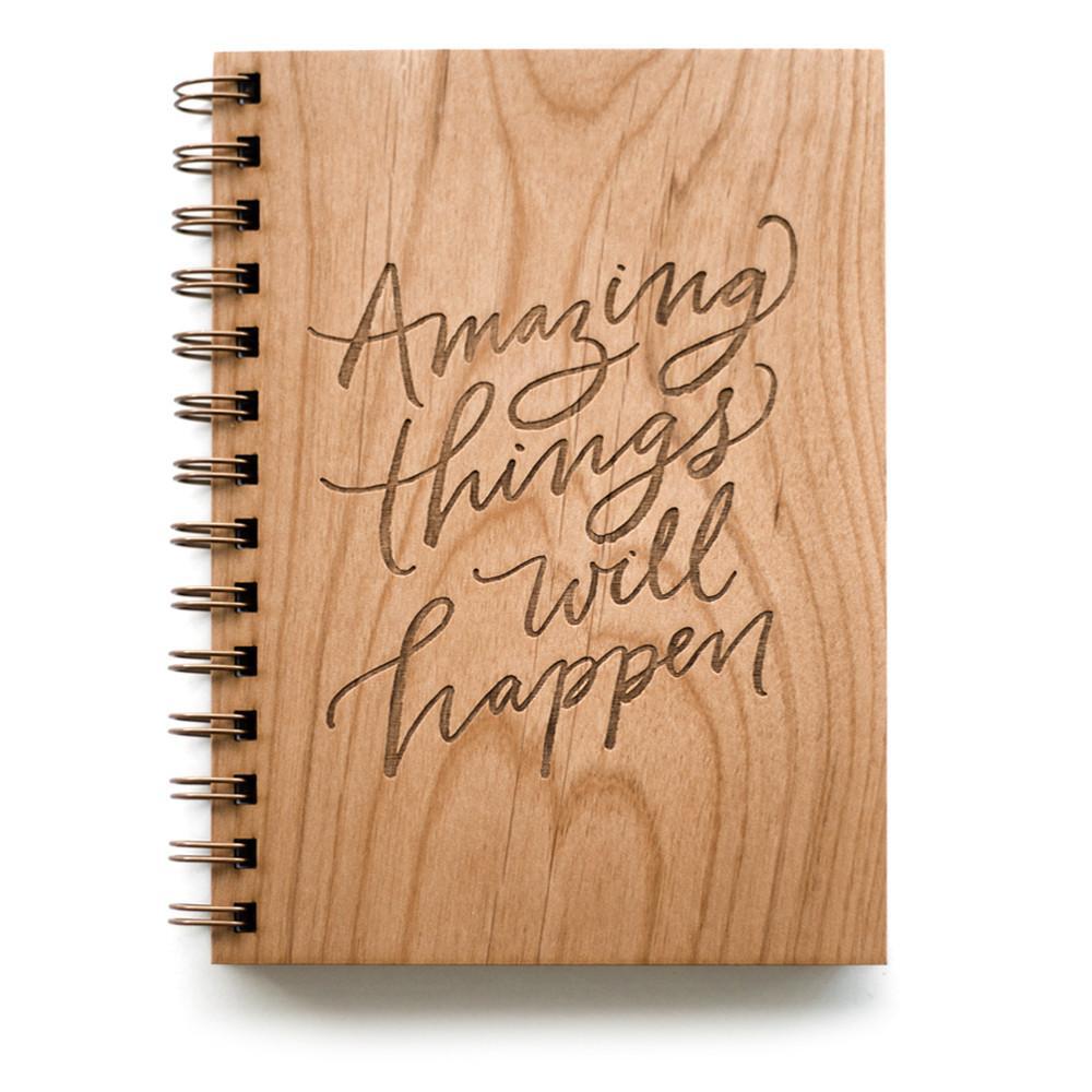 Cardtorial Wooden Journal - Amazing Things Will Happen image