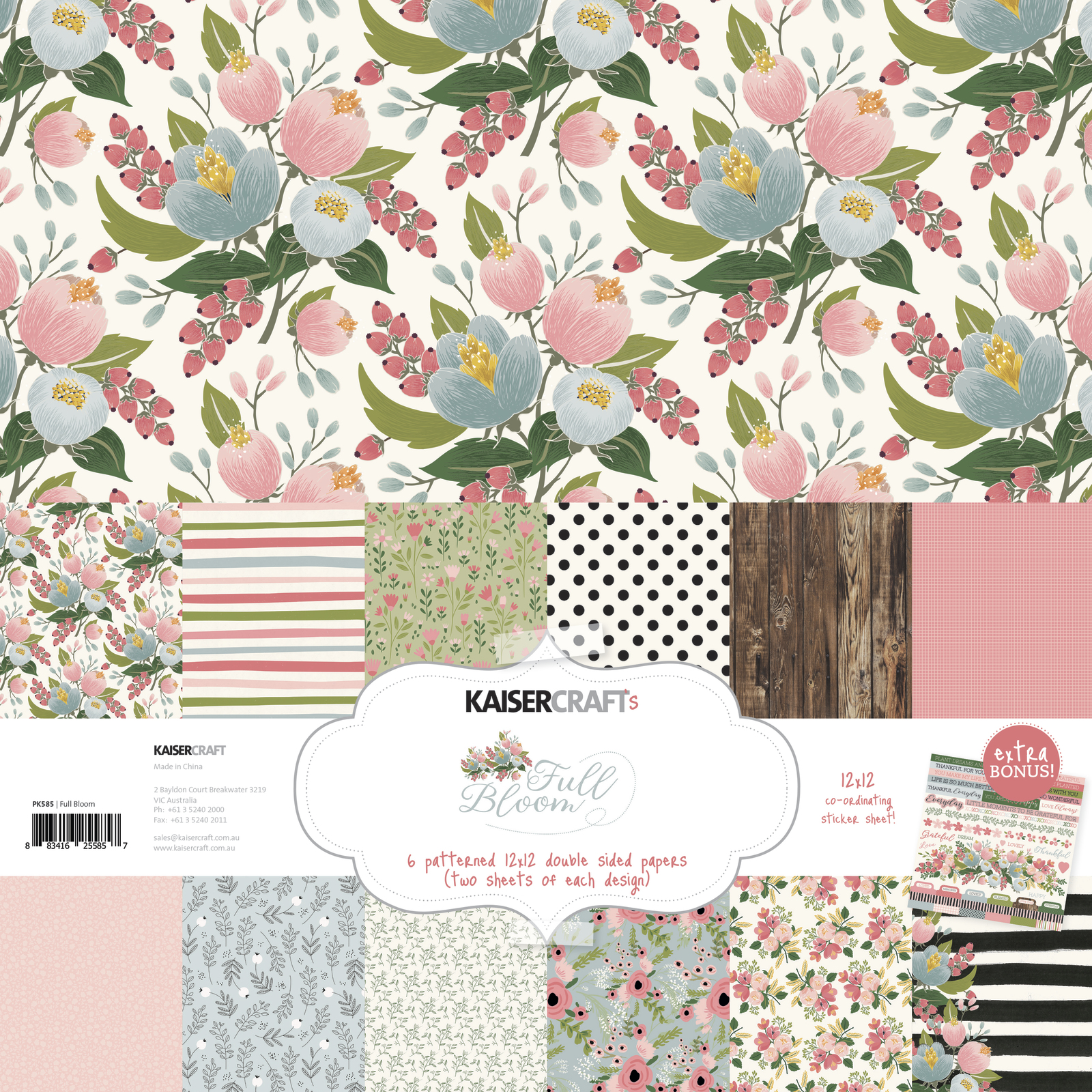 Kaisercraft: Paper Pack with Bonus Sticker Sheet - Full Bloom