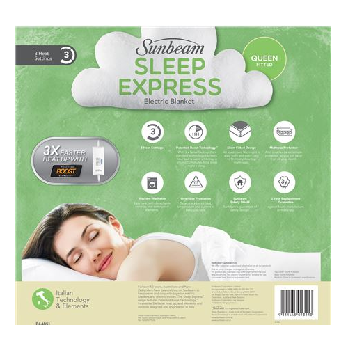 Sunbeam Sleep Express Boost Queen Bed Fitted Electric Blanket at