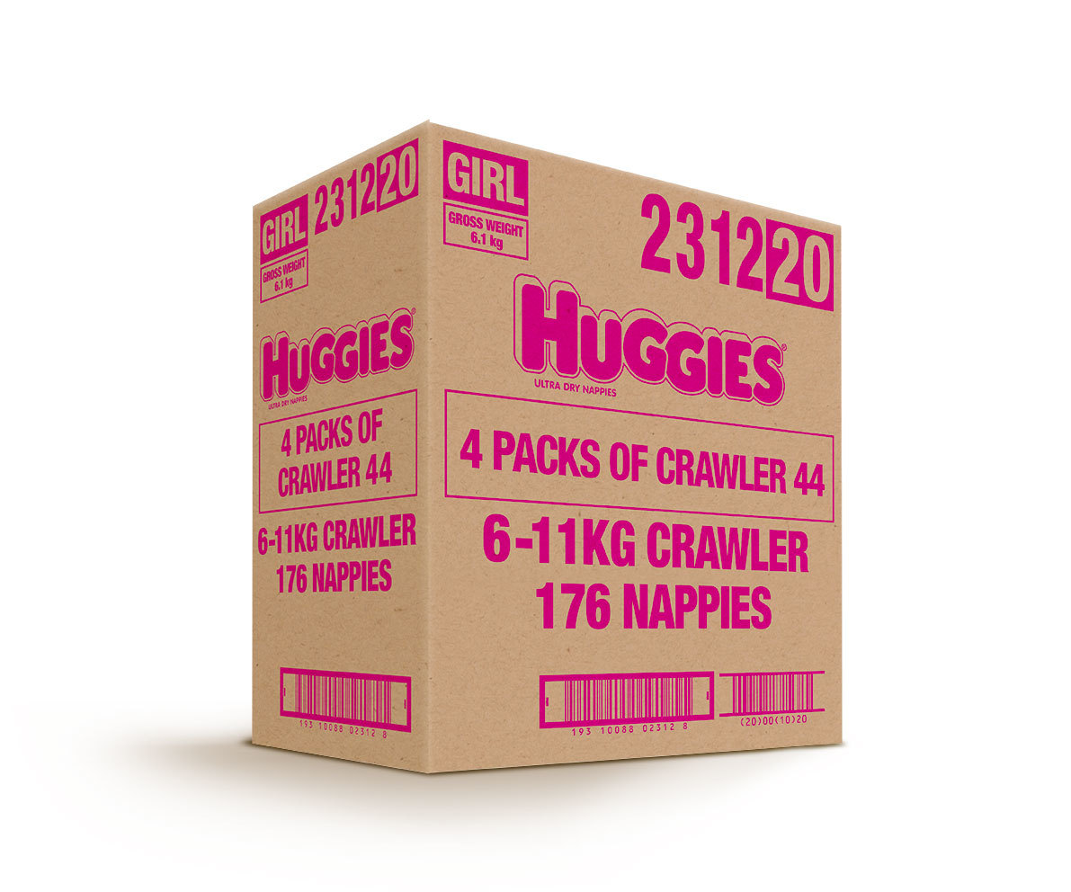 Huggies Ultra Dry Nappies Bulk Value Box - Size 3 Crawler Girl (176) image