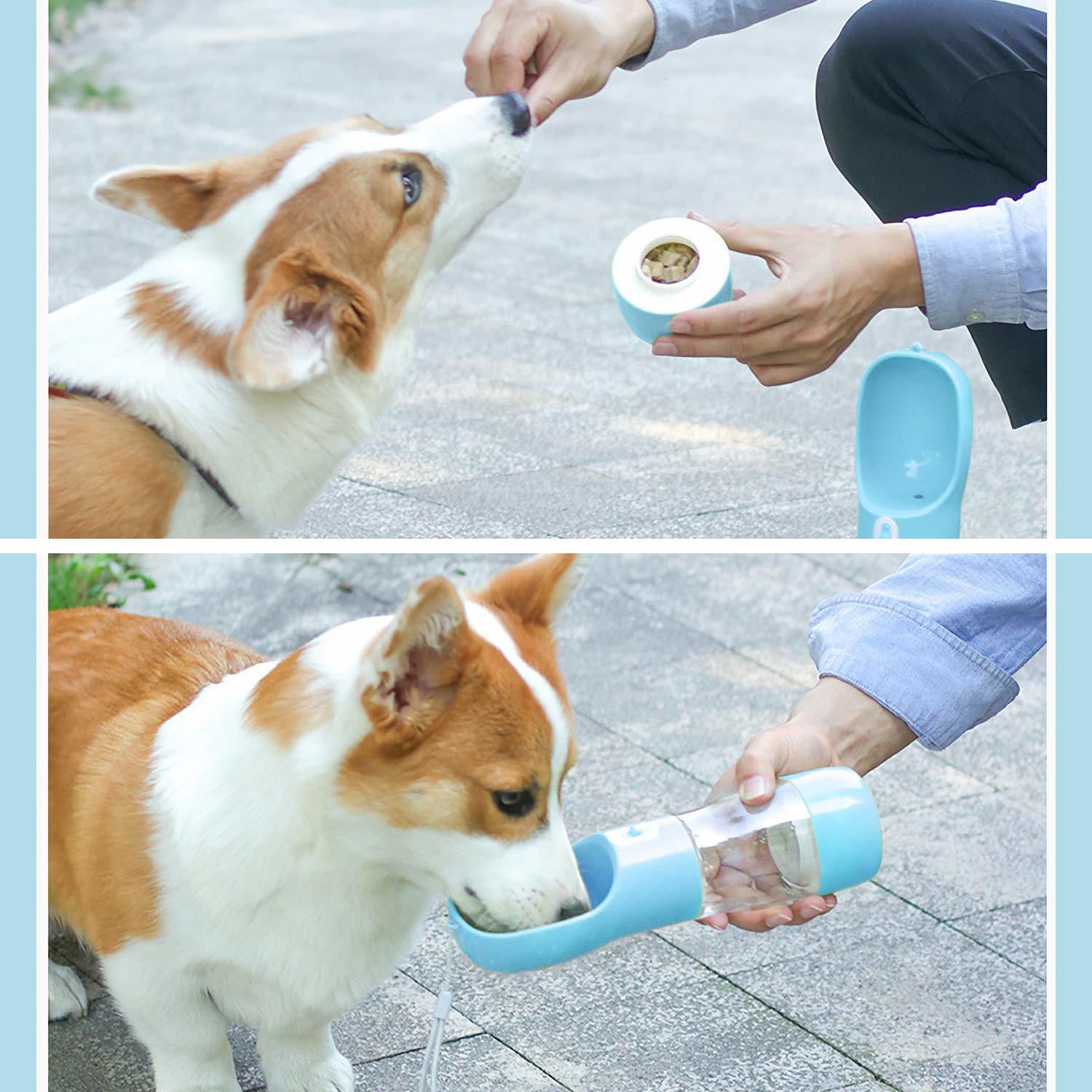 Pet Water Bottle With Snack Compartment - Blue image