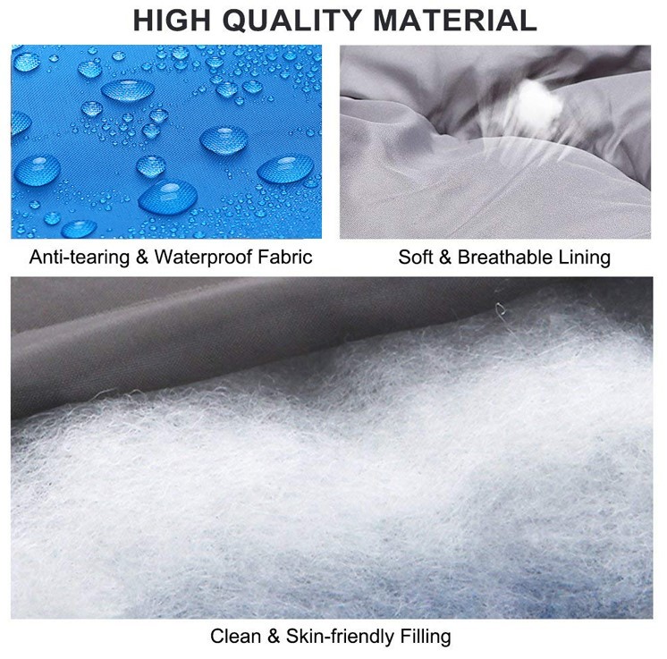 High Quality Envelope Hooded Sleeping Bag with Carry Bag - Blue/Dark Grey image
