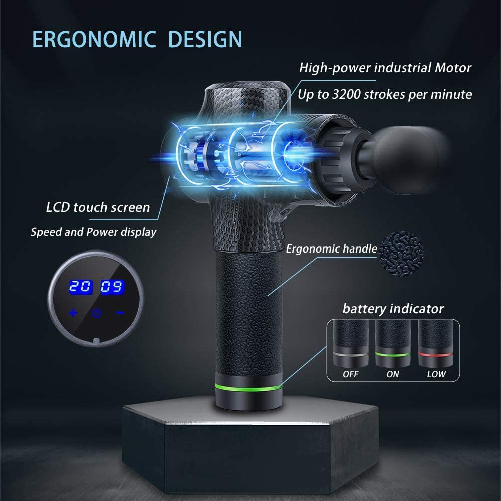 Electric Muscle Massage Gun- Carbon Fibre image