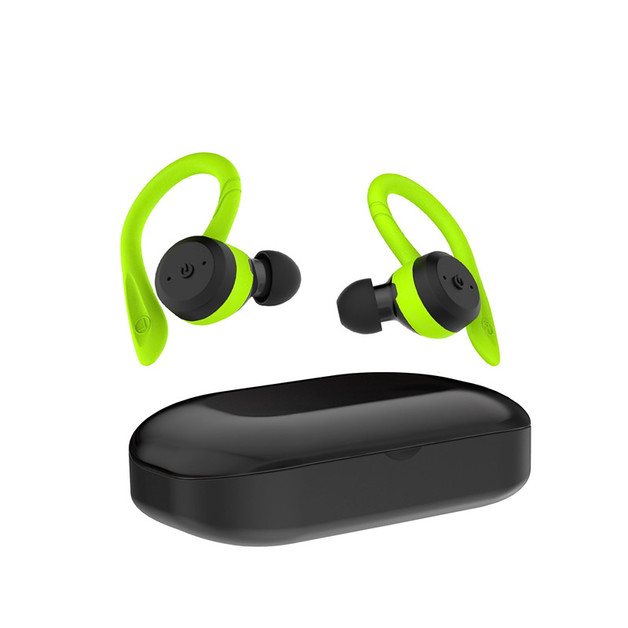 True Wireless Sports Earbuds with Charging Case Neon Green at