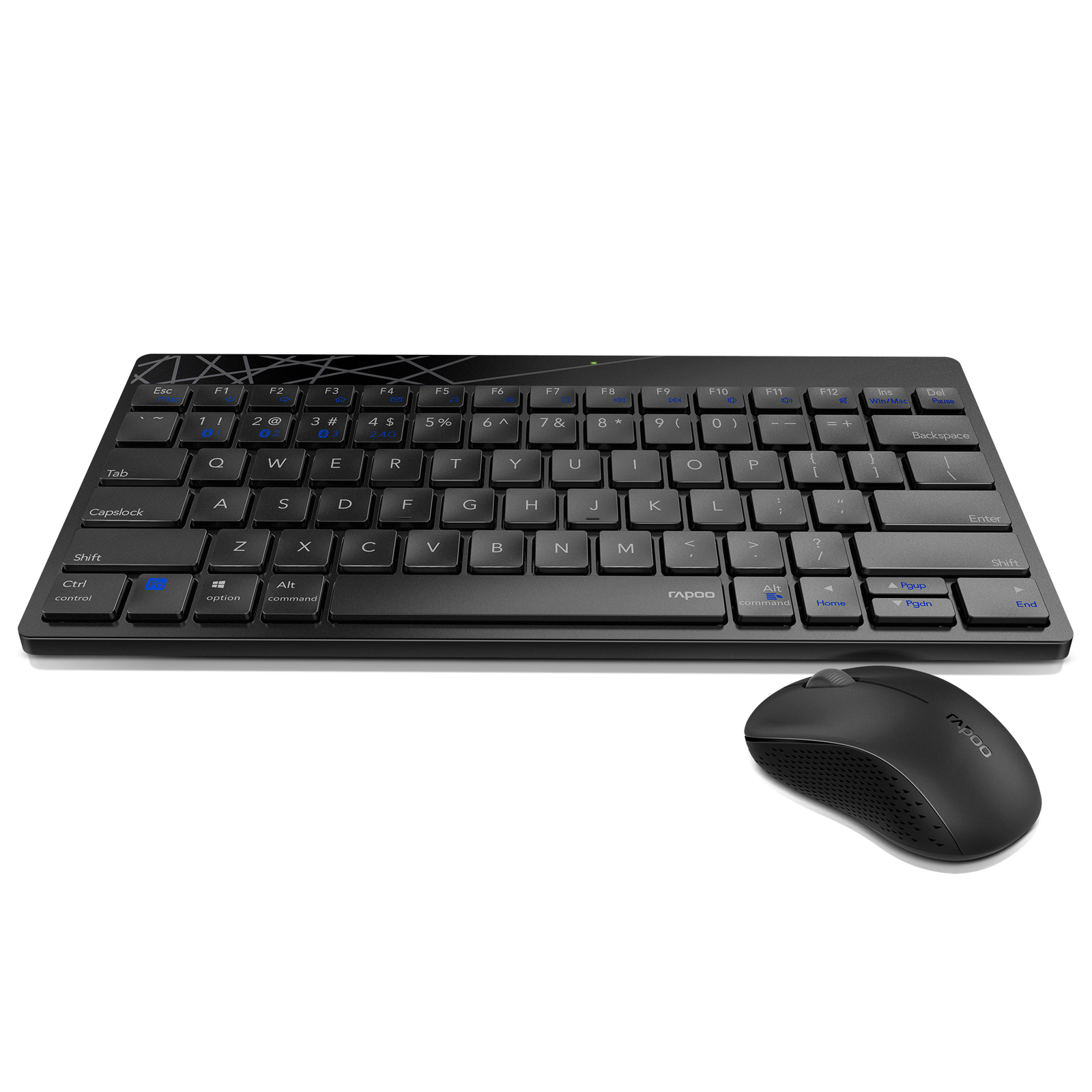 Rapoo 8000M Multimode Wireless Keyboard & Mouse Black at Mighty Ape NZ