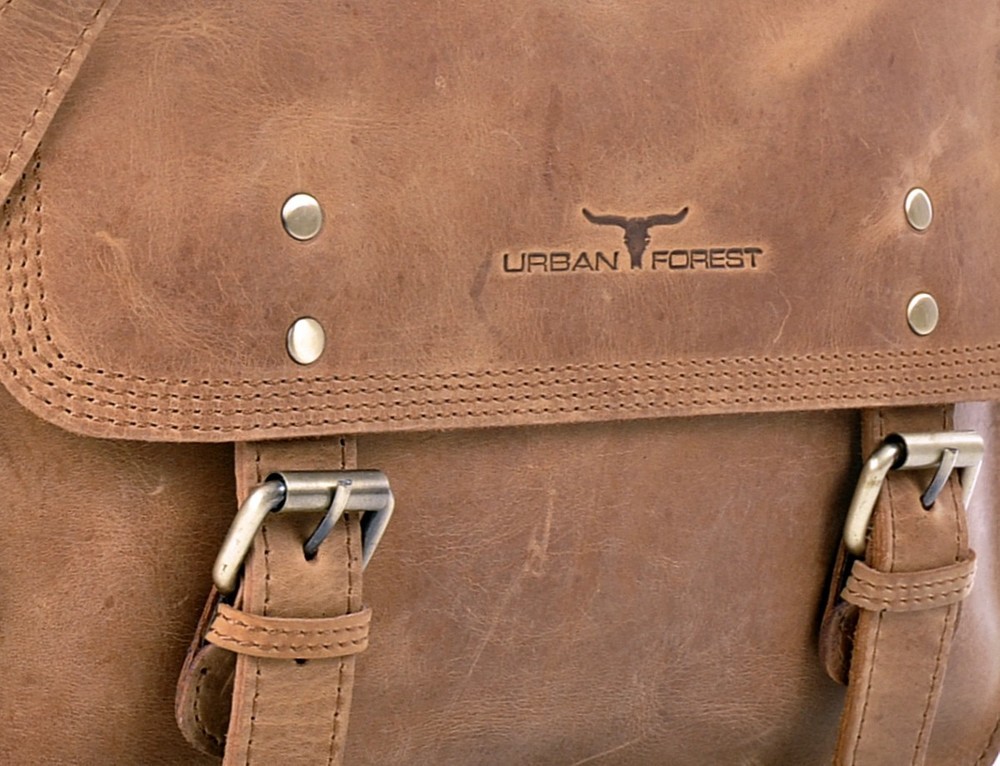 Urban Forest: Apache Small Leather Satchel Bag - Cognac image