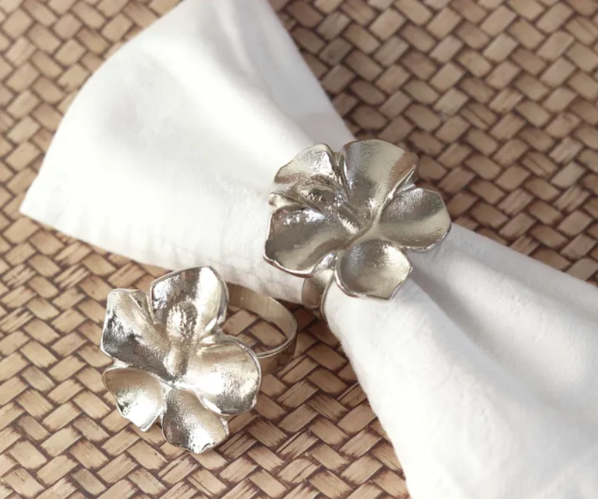 Hibiscus Napkin Ring (silver) at Mighty Ape Australia