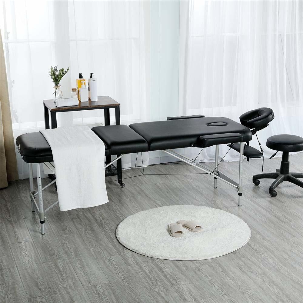 Portable 2-Fold Massage Table Bed Aluminium - Black image