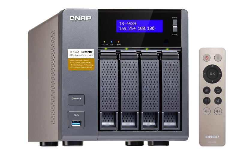 Qnap Ts-453A-4G, Nas, 4Bay (No Disk), 4Gb, Cel Qc-1.6Ghz, Usb, Gbe(4), Twr, 2Yr image