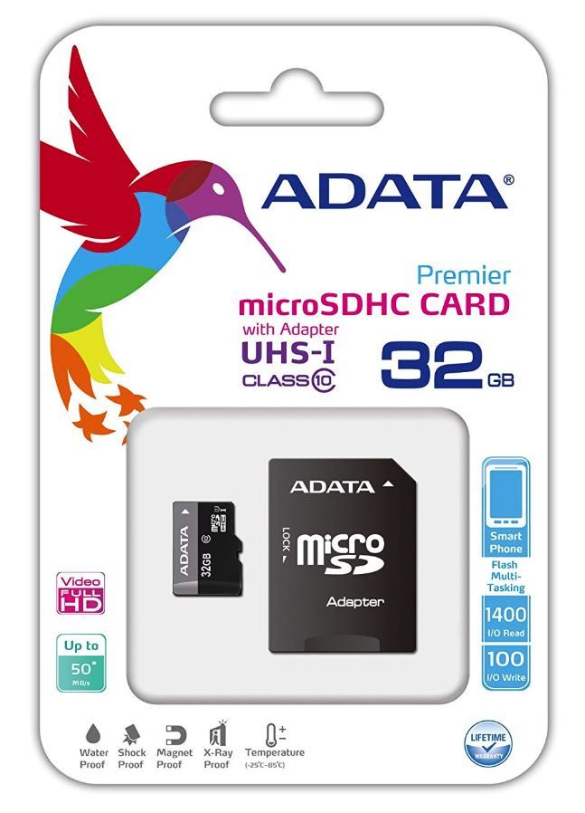 32GB ADATA Premier microSDHC UHS-I Card with Adapter