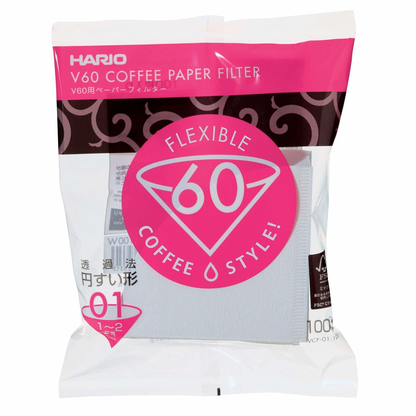 Hario V60 Coffee Paper Filters White 01 Size (100 Pack) at Mighty