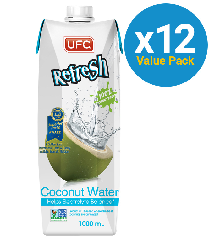 UFC Refresh 100 Natural Coconut Water 1L (12 Pack) at Mighty Ape NZ