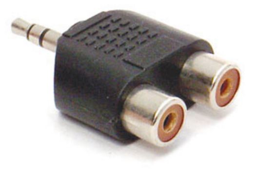 Pudney Adaptor - 3.5mm Stereo Plug to 2 x RCA Sockets