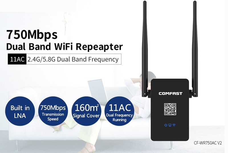 Comfast 750Mbps Dual-Band AC Wi-Fi Extender image