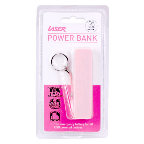 Laser 2200mAh Emergency Power Bank - Pink