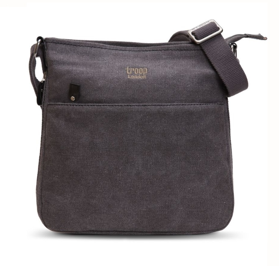 Troop London: Classic Small Zip-Top Shoulder Bag - Charcoal