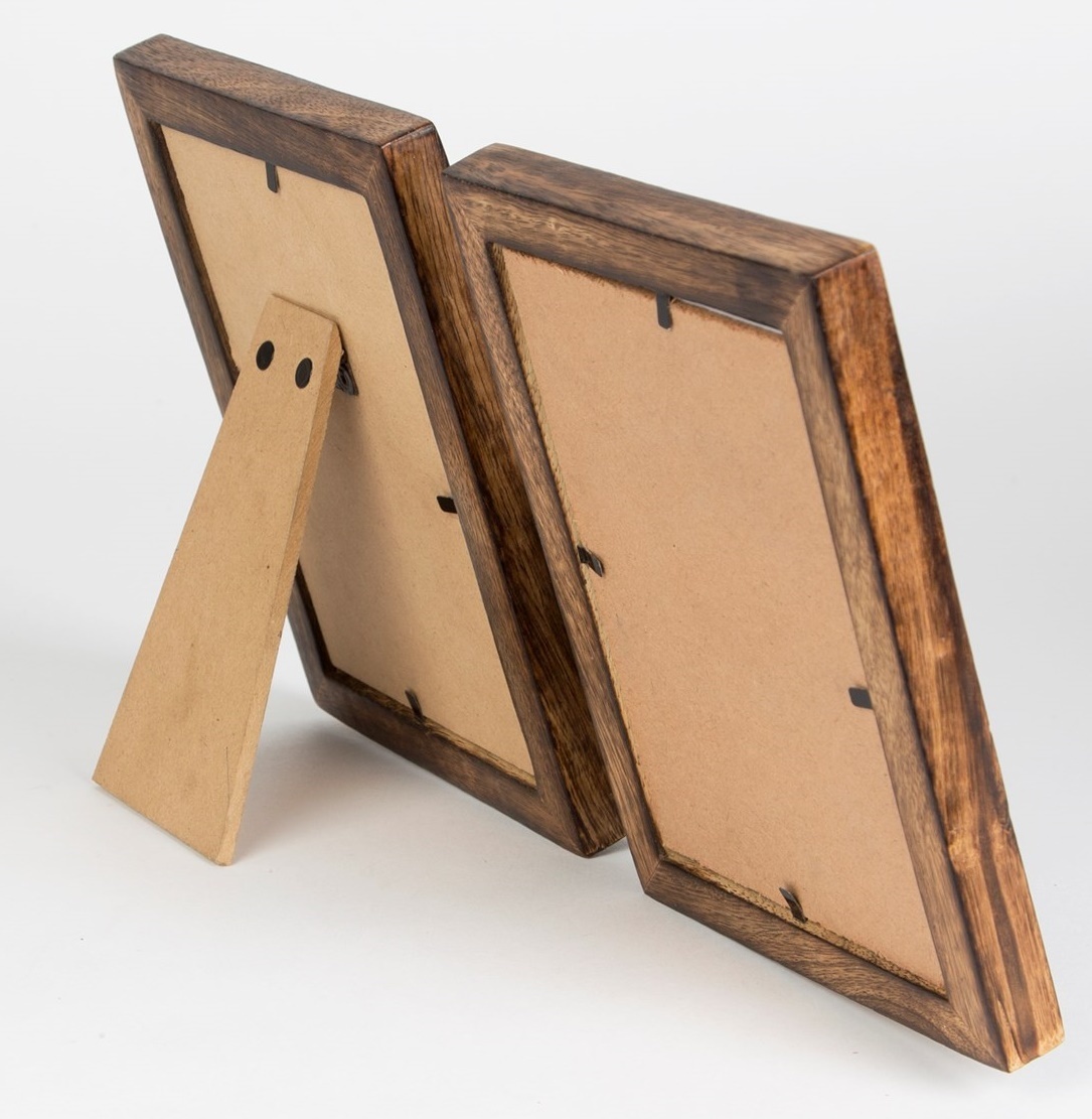 Double Rustic Wood Photo Frame Dark at Mighty Ape NZ